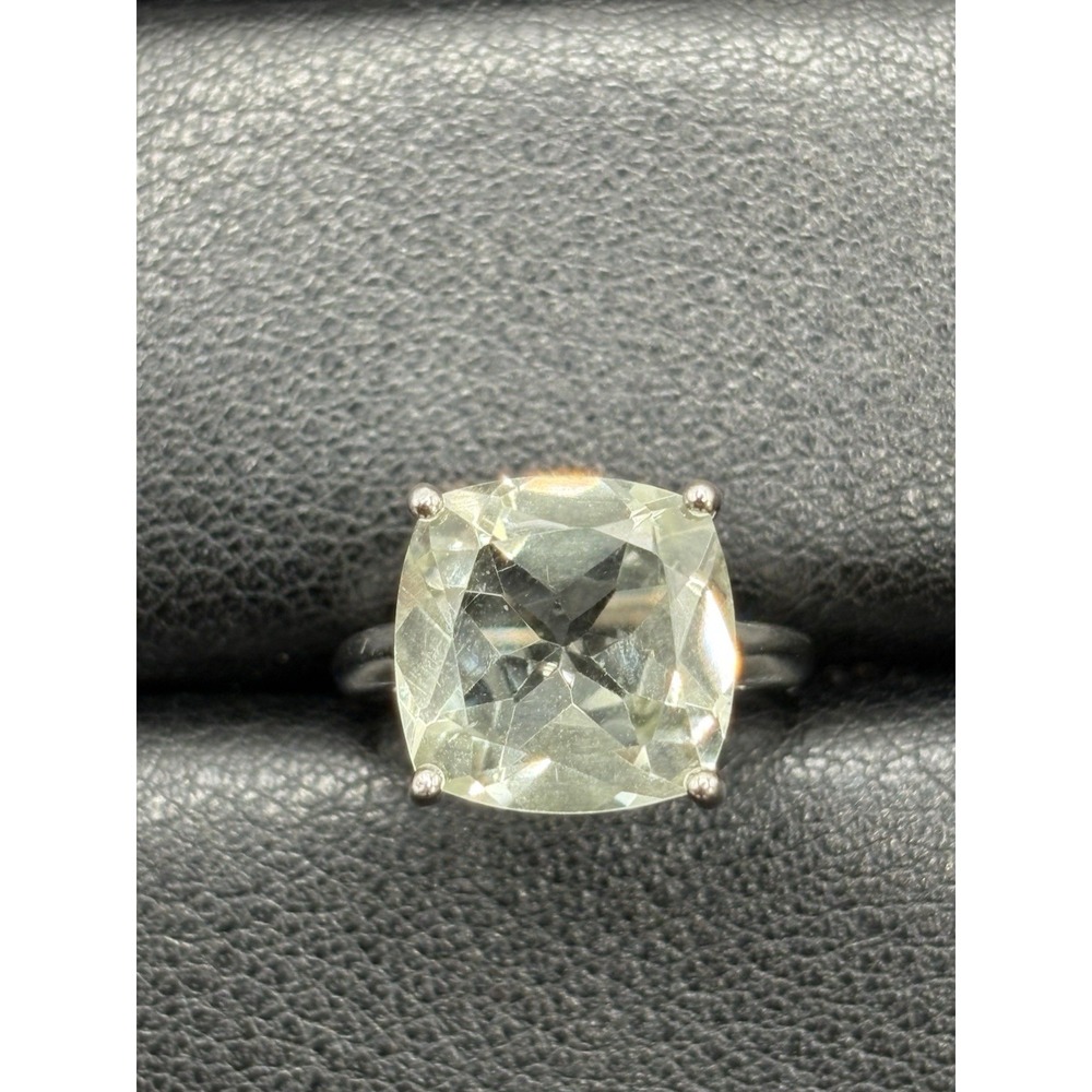 EUC Sterling Silver Prastolite Green Quartz Ring Size 5.25 H7